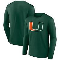 Men's Green Miami Hurricanes Logo Long Sleeve T-Shirt