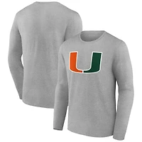 Men's Gray Miami Hurricanes Logo Long Sleeve T-Shirt