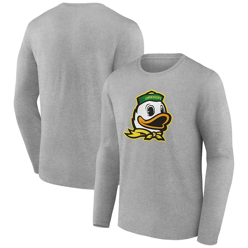 Men's Gray Oregon Ducks Logo Long Sleeve T-Shirt
