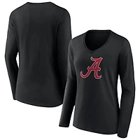 Women's Black Alabama Crimson Tide Logo Long Sleeve V-Neck T-Shirt
