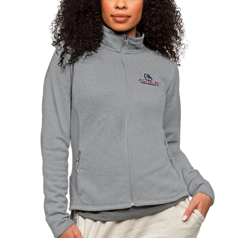 Women's Antigua Heather Gonzaga Bulldogs Course Full-Zip Jacket