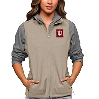 Women's Antigua Oatmeal Indiana Hoosiers Course Full-Zip Vest