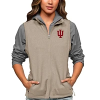Women's Antigua Oatmeal Indiana Hoosiers Course Full-Zip Vest
