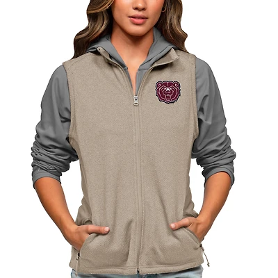 Women's Antigua Oatmeal Missouri State University Bears Course Full-Zip Vest