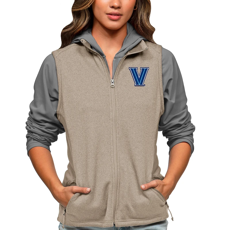 Women's Antigua Oatmeal Villanova Wildcats Course Full-Zip Vest