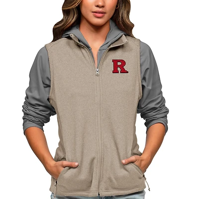 Women's Antigua Oatmeal Rutgers Scarlet Knights Course Full-Zip Vest