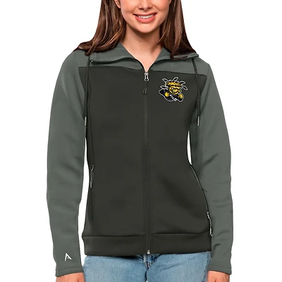 Women's Antigua Steel/Charcoal Wichita State Shockers Protect Full-Zip Jacket