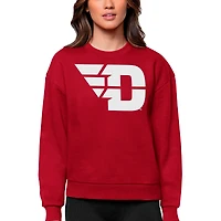 Women's Antigua Red Dayton Flyers Victory Crewneck Pullover Sweatshirt