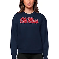 Women's Antigua Navy Ole Miss Rebels Victory Crewneck Pullover Sweatshirt
