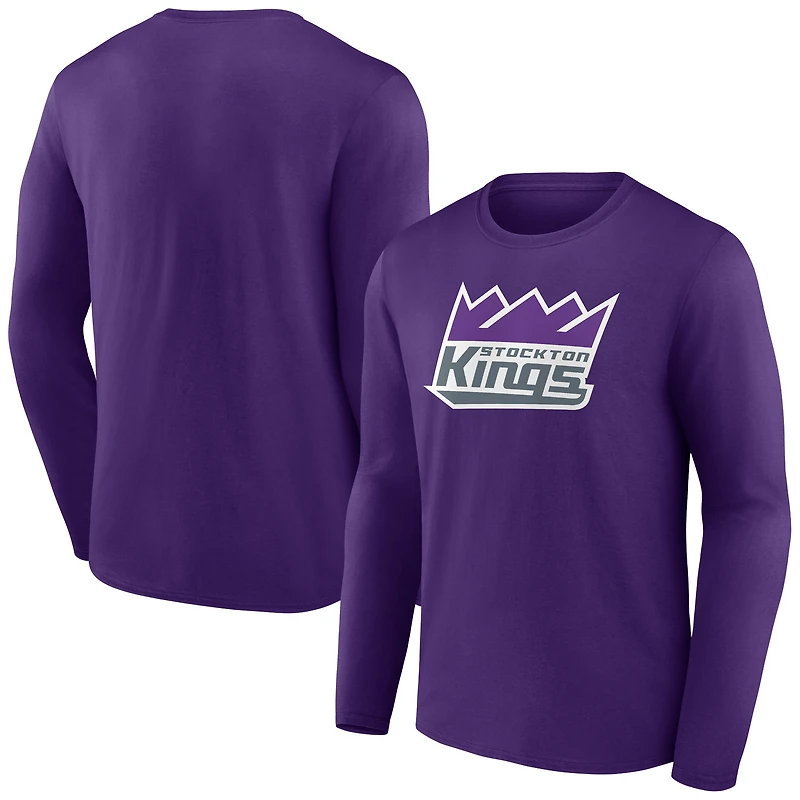 Men's Purple Stockton Kings Logo Long Sleeve T-Shirt