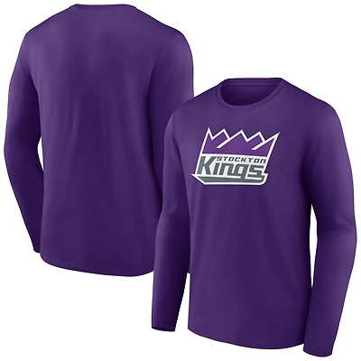 Men's Purple Stockton Kings Logo Long Sleeve T-Shirt