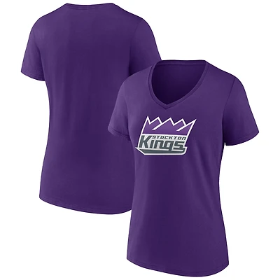 Women's Purple Stockton Kings Logo V-Neck T-Shirt