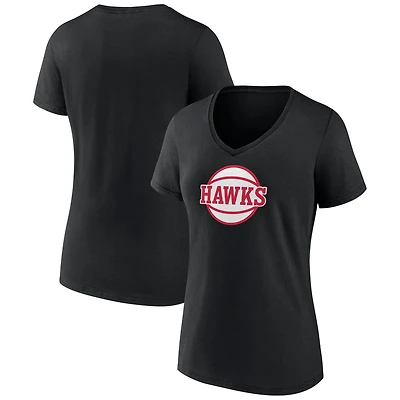 Women's Black Atlanta Hawks Alternate Logo V-Neck T-Shirt