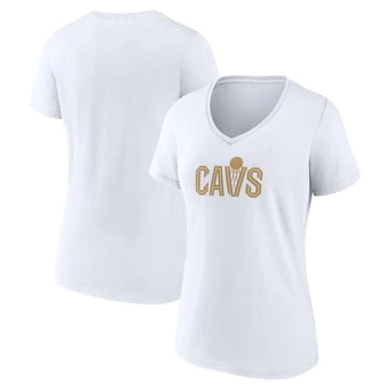 Women's White Cleveland Cavaliers Wordmark V-Neck T-Shirt