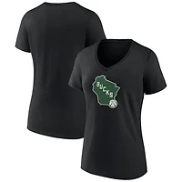 Women's Black Milwaukee Bucks Alternate Logo V-Neck T-Shirt