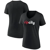 Women's Black Portland Trail Blazers Alternate Logo V-Neck T-Shirt