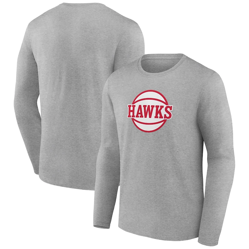 Men's Gray Atlanta Hawks Alternate Logo Long Sleeve T-Shirt
