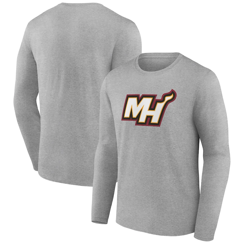 Men's Gray Miami Heat Alternate Logo Long Sleeve T-Shirt