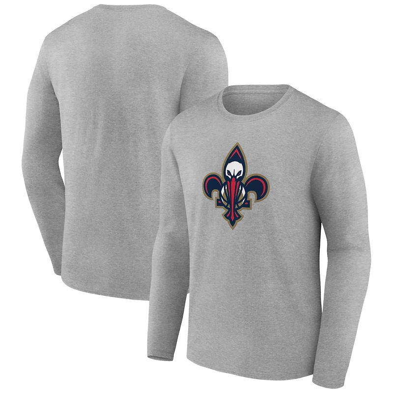 Men's Gray New Orleans Pelicans Alternate Logo Long Sleeve T-Shirt