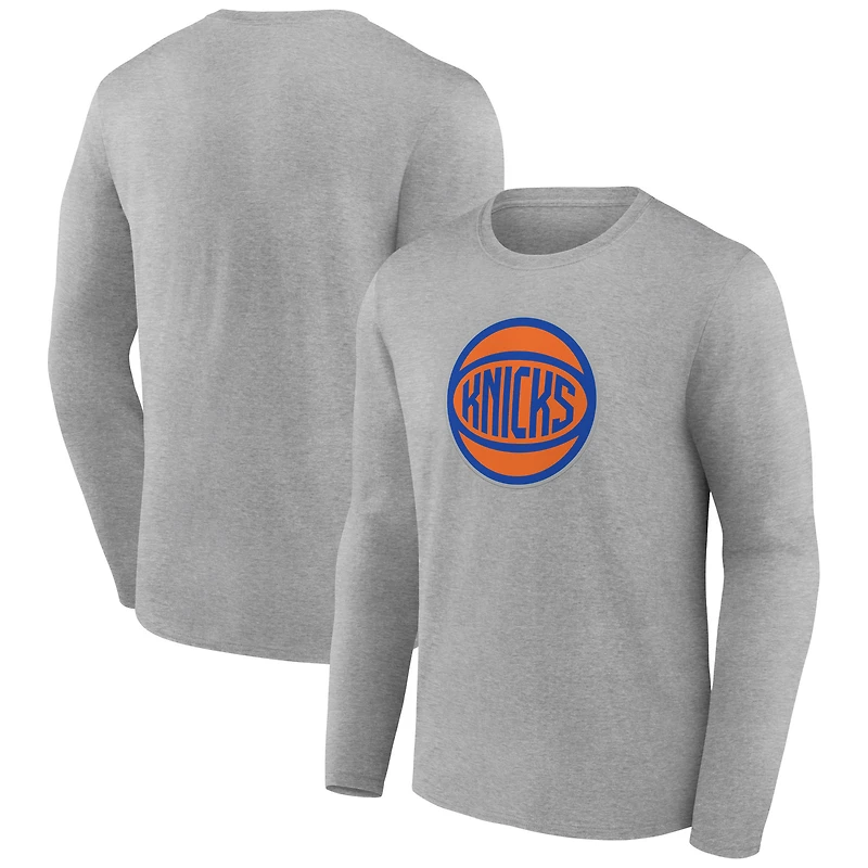 Men's Gray New York Knicks Alternate Logo Long Sleeve T-Shirt