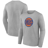 Men's Gray New York Knicks Alternate Logo Long Sleeve T-Shirt