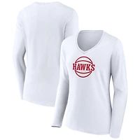 Women's White Atlanta Hawks Alternate Logo V-Neck Long Sleeve T-Shirt