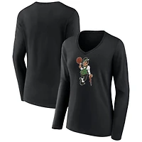 Women's Black Boston Celtics Alternate Logo V-Neck Long Sleeve T-Shirt
