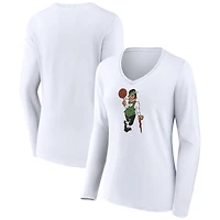 Women's White Boston Celtics Alternate Logo V-Neck Long Sleeve T-Shirt