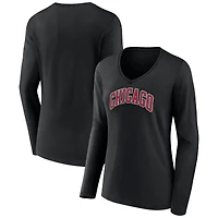 Women's Black Chicago Bulls Alternate Logo V-Neck Long Sleeve T-Shirt