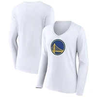 Women's White Golden State Warriors Alternate Logo V-Neck Long Sleeve T-Shirt