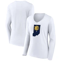 Women's White Indiana Pacers Alternate Logo V-Neck Long Sleeve T-Shirt