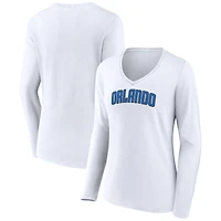 Women's White Orlando Magic Alternate Logo V-Neck Long Sleeve T-Shirt