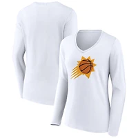 Women's White Phoenix Suns Alternate Logo V-Neck Long Sleeve T-Shirt