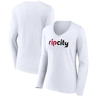 Women's Portland Trail Blazers Alternate Logo V-Neck Long Sleeve T-Shirt