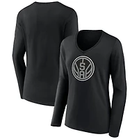Women's Black San Antonio Spurs Alternate Logo V-Neck Long Sleeve T-Shirt