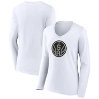 Women's White San Antonio Spurs Alternate Logo V-Neck Long Sleeve T-Shirt