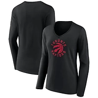 Women's Black Toronto Raptors Alternate Logo V-Neck Long Sleeve T-Shirt