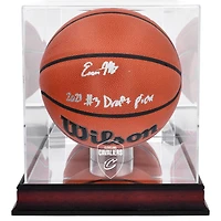 Evan Mobley Cleveland Cavaliers Autographed Wilson 2022 Replica Basketball with "2021 #3 Draft Pick" Inscription & Mahogany Team Logo Display Case