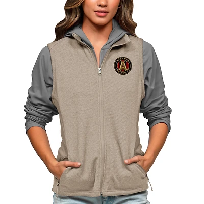 Women's Antigua Oatmeal Atlanta United FC Team Logo Course Full-Zip Vest