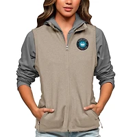Women's Antigua Oatmeal Charlotte FC Team Logo Course Full-Zip Vest