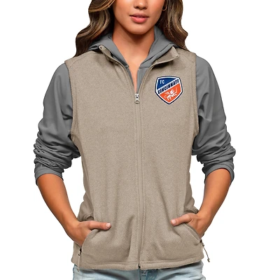 Women's Antigua Oatmeal FC Cincinnati Team Logo Course Full-Zip Vest