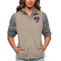 Women's Antigua Oatmeal FC Dallas Team Logo Course Full-Zip Vest