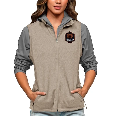 Women's Antigua Oatmeal Houston Dynamo FC Team Logo Course Full-Zip Vest