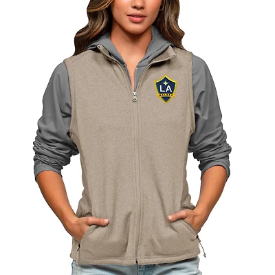 Women's Antigua Oatmeal LA Galaxy Team Logo Course Full-Zip Vest