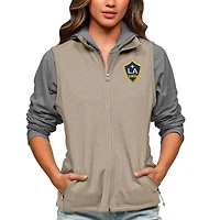 Women's Antigua Oatmeal LA Galaxy Team Logo Course Full-Zip Vest