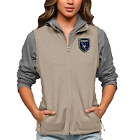Women's Antigua Oatmeal San Jose Earthquakes Team Logo Course Full-Zip Vest