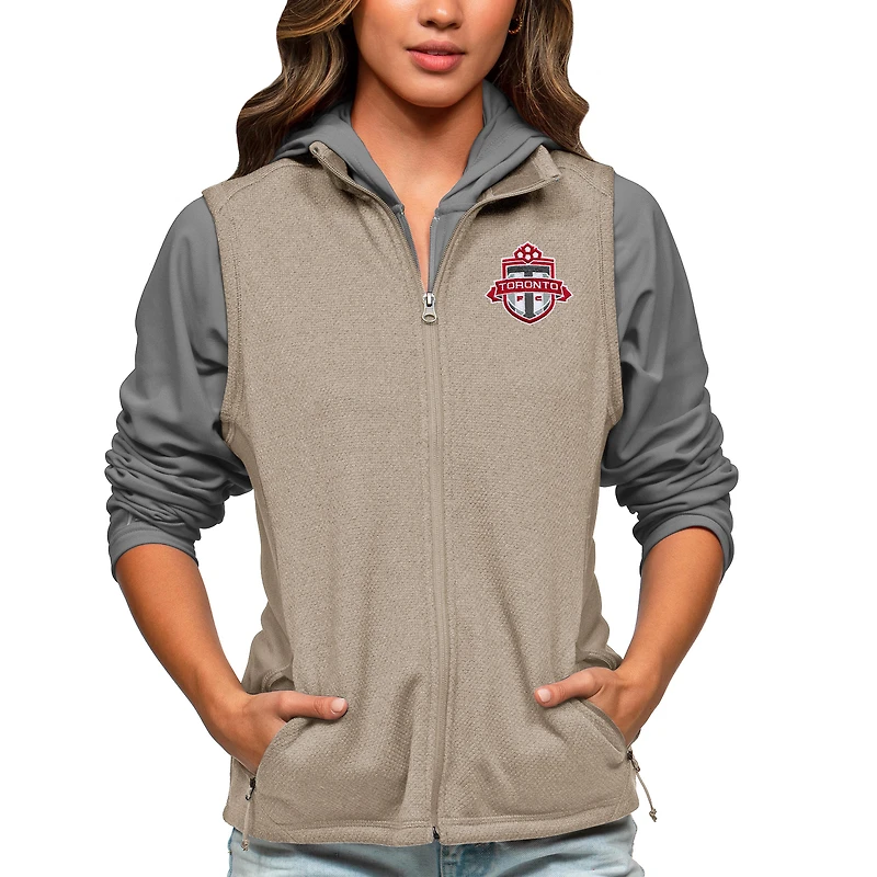 Women's Antigua Oatmeal Toronto FC Team Logo Course Full-Zip Vest