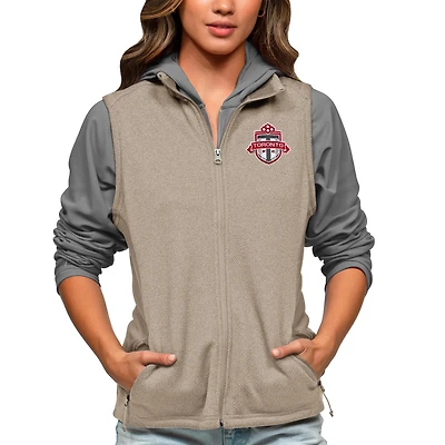 Women's Antigua Oatmeal Toronto FC Team Logo Course Full-Zip Vest