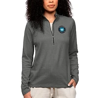 Women's Antigua Heather Charcoal Charlotte FC Team Logo Epic Quarter-Zip Pullover Top