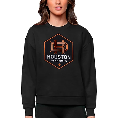 Women's Antigua Black Houston Dynamo FC Team Logo Victory Pullover Sweatshirt